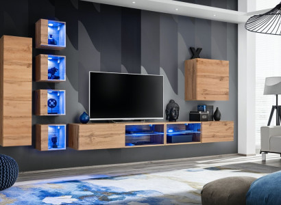 Suite Set Wall unit wall cabinet wall shelves sideboard wooden furniture TV lowboard new